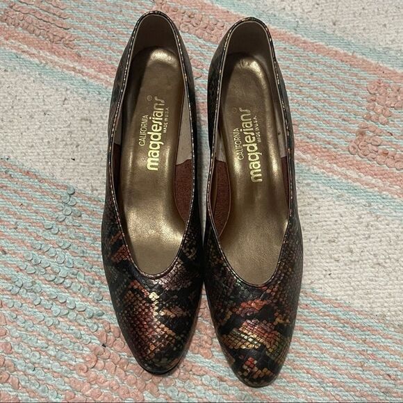Magdesians Vtg Multicolor Snakeskin Shoes Sz 8.5S - Picture 7 of 15